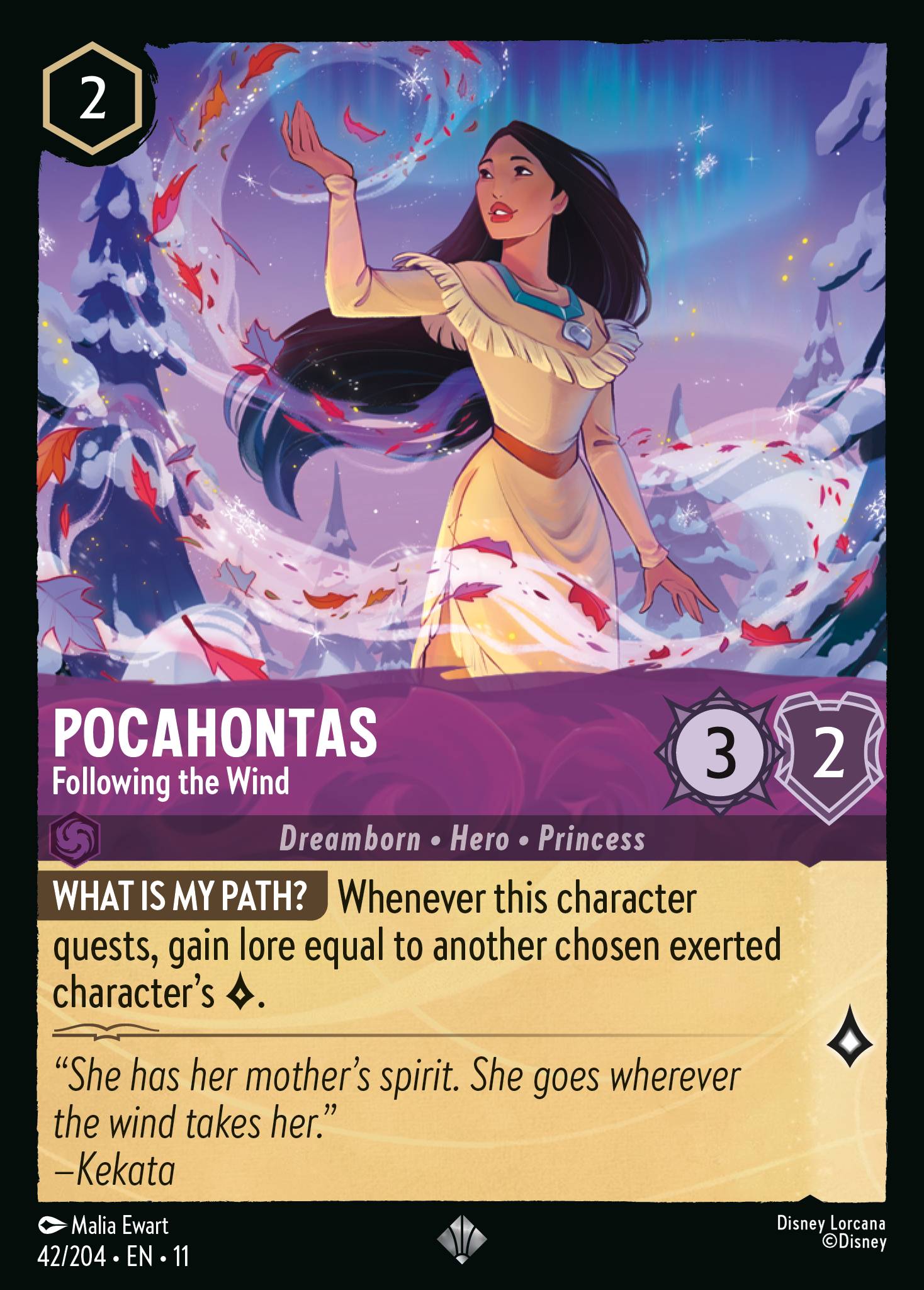 Pocahontas - Following the Wind - Super Rare Lorcana Card