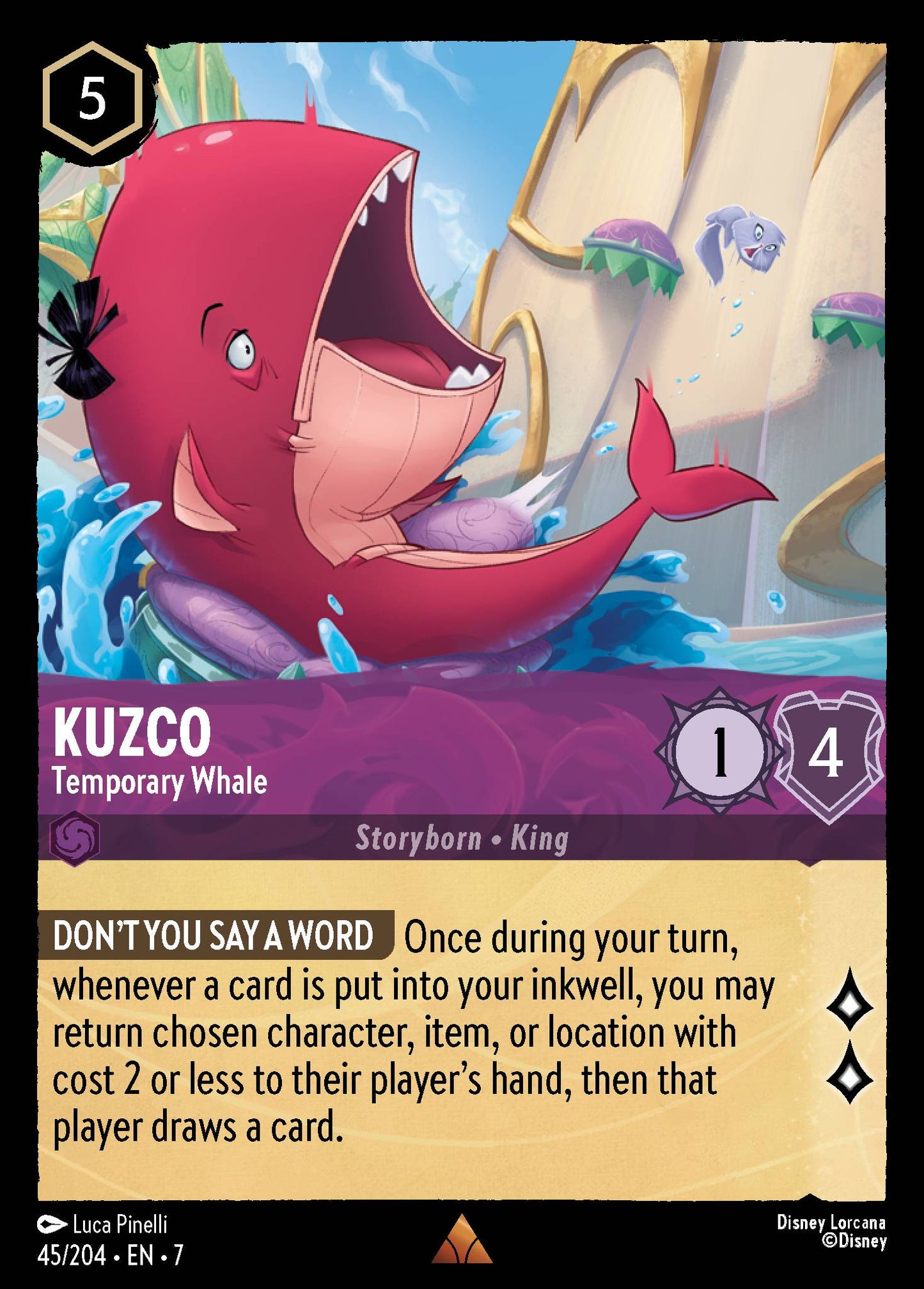 Kuzco - Temporary Whale - Rare Lorcana Card