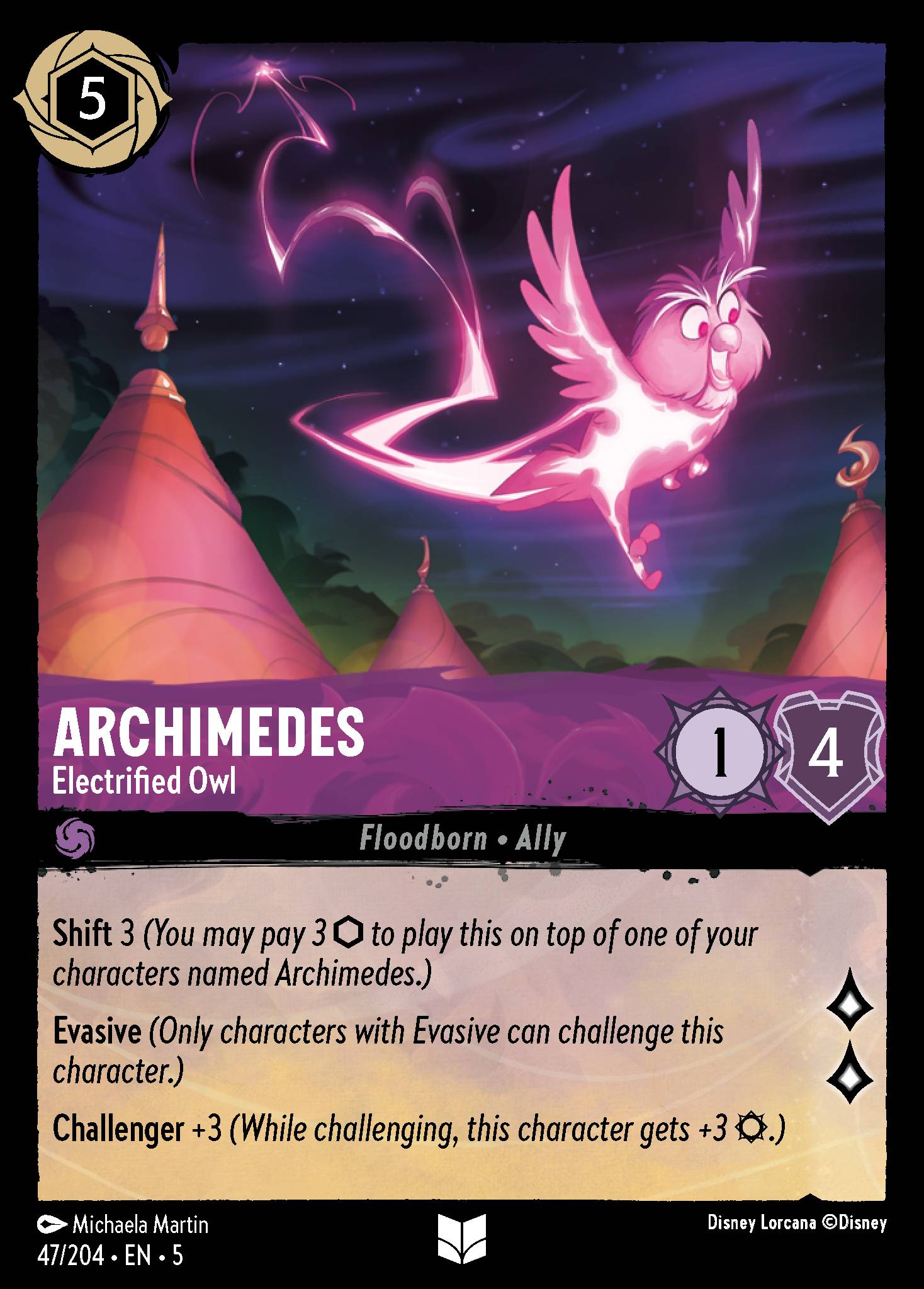 Archimedes - Electrified Owl - Uncommon Lorcana Card