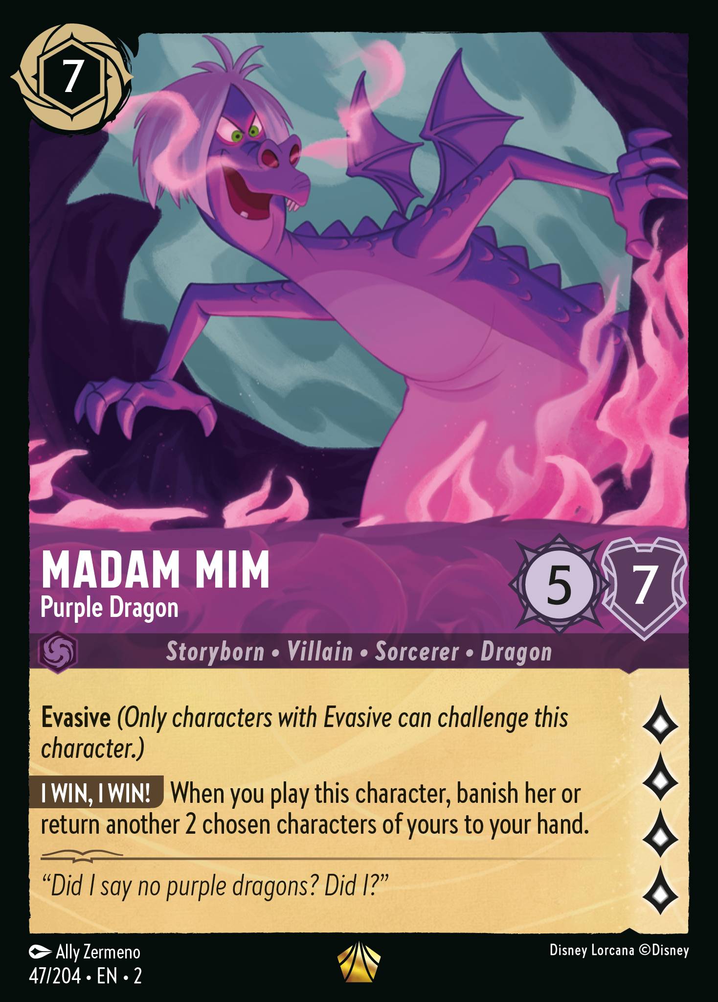 Madam Mim - Purple Dragon - Legendary Lorcana Card