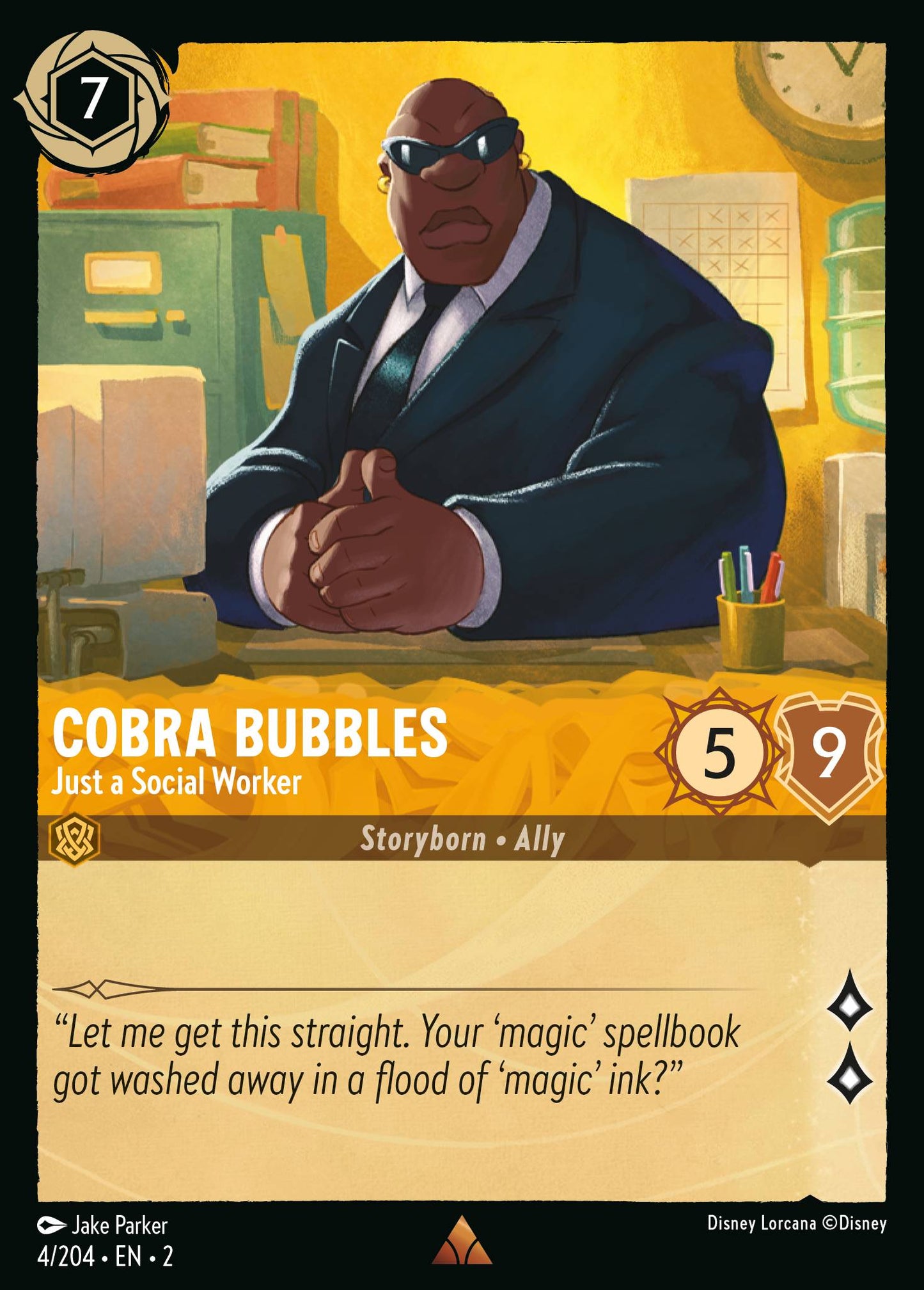 Cobra Bubbles - Just a Social Worker - Rare Lorcana Card
