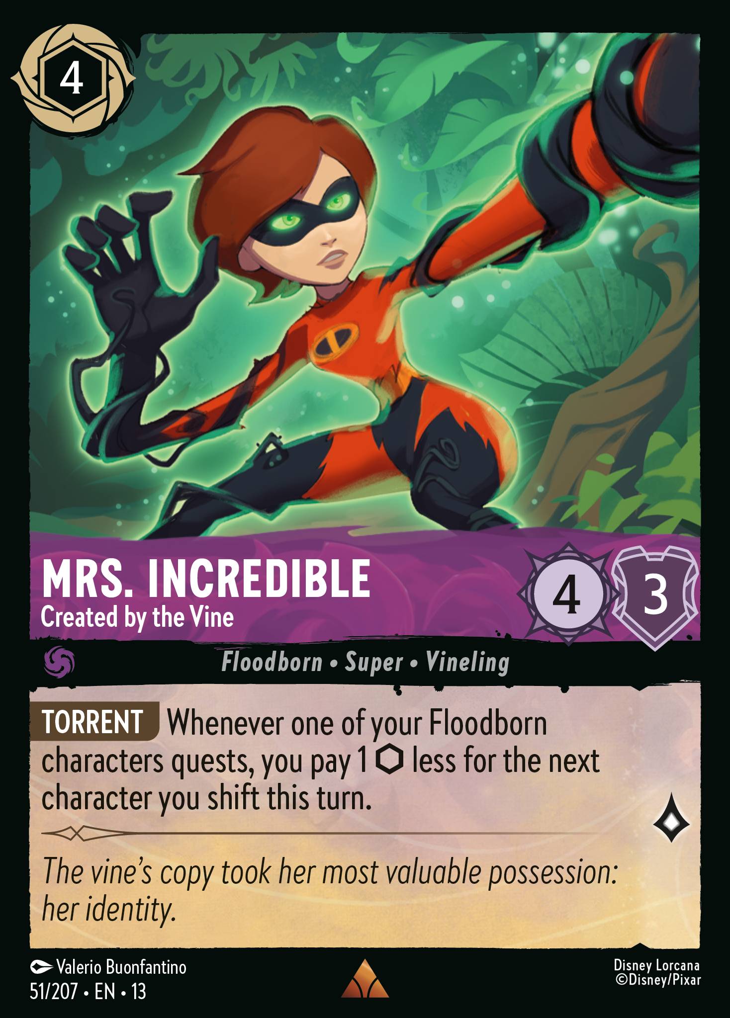 Mrs. Incredible - Created by the Vine - Rare Lorcana Card