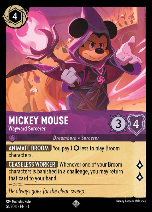 Mickey Mouse - Wayward Sorcerer - Super Rare Lorcana Card