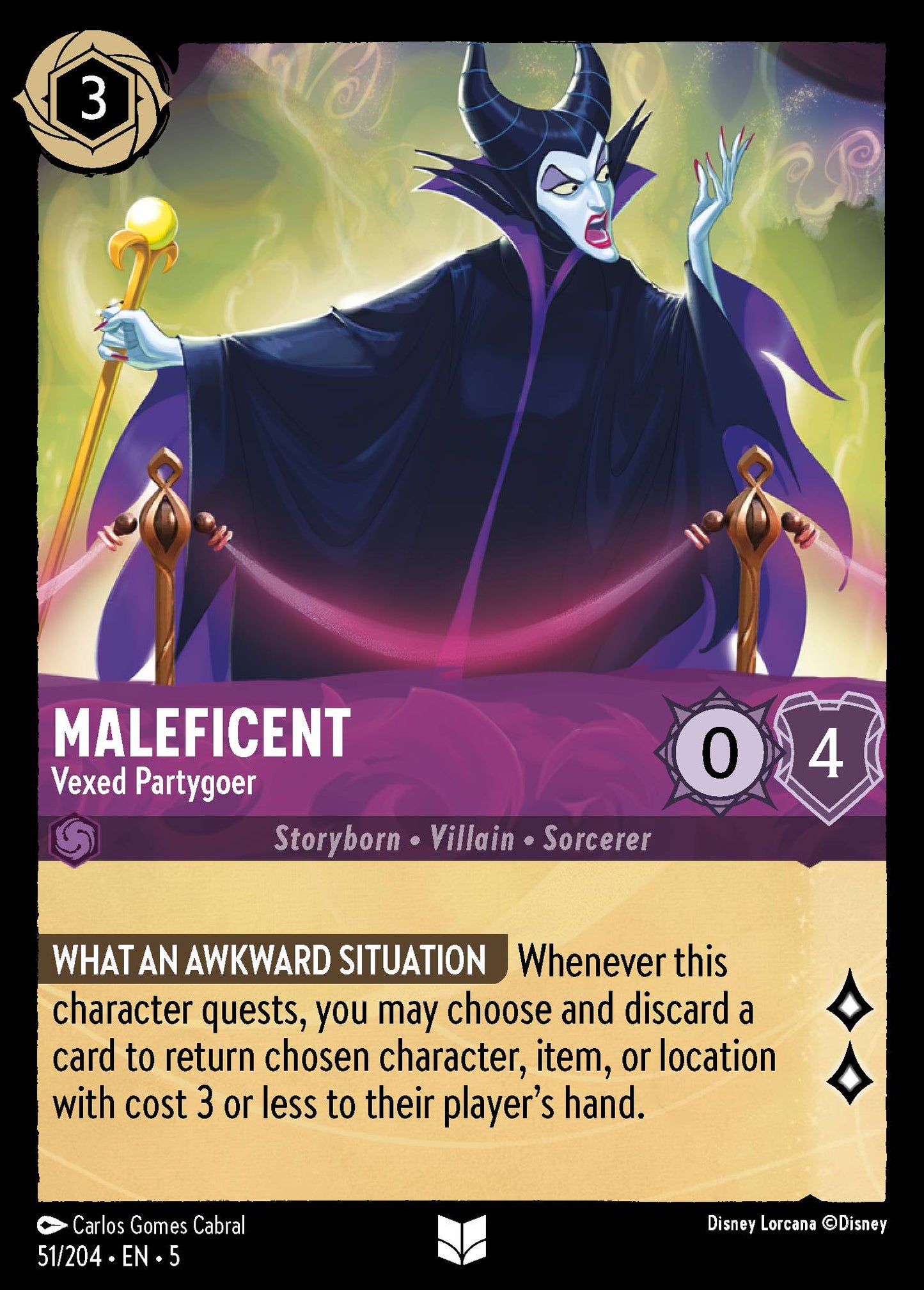 Maleficent - Vexed Partygoer - Uncommon Lorcana Card
