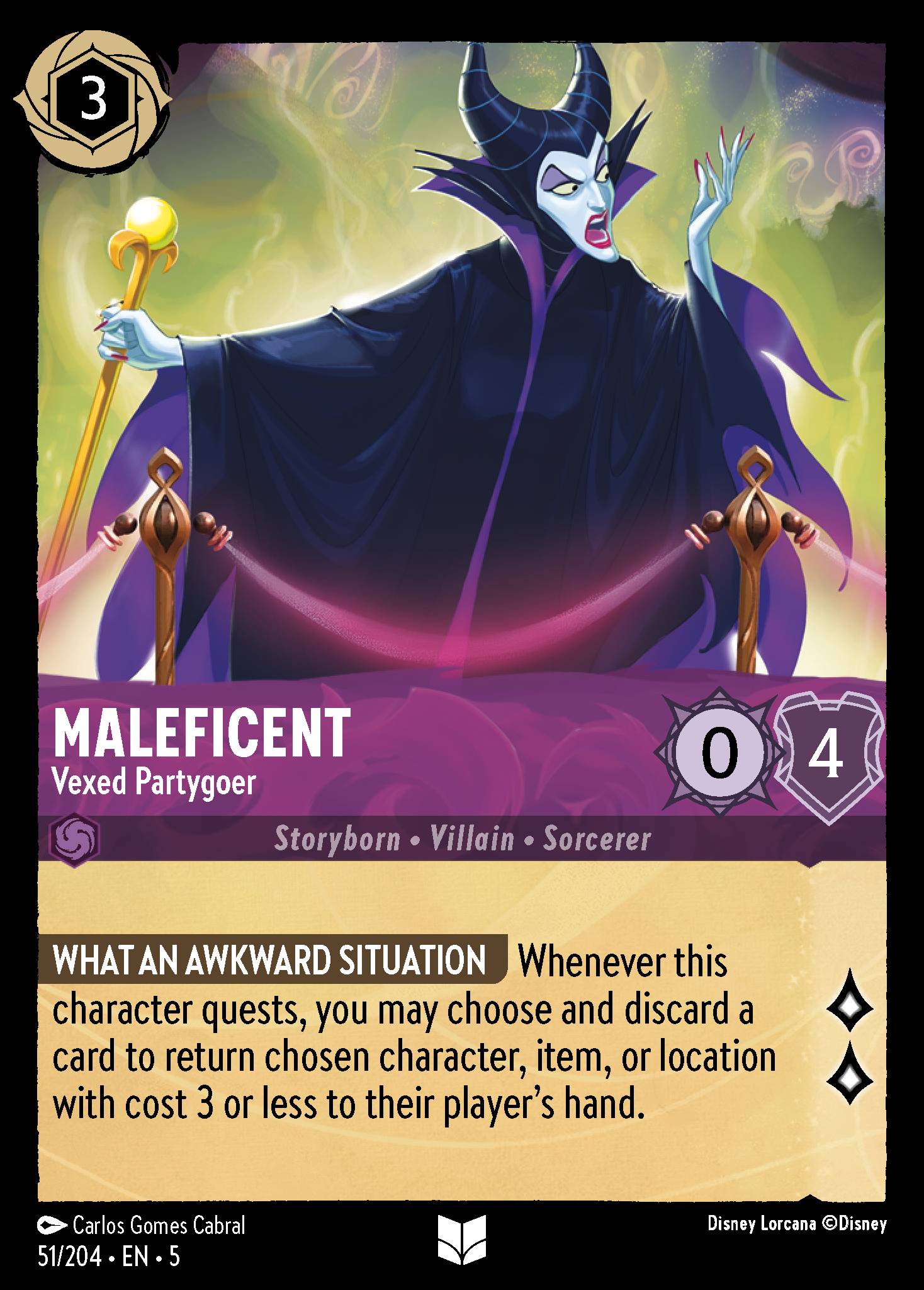 Maleficent - Vexed Partygoer - Uncommon Lorcana Card