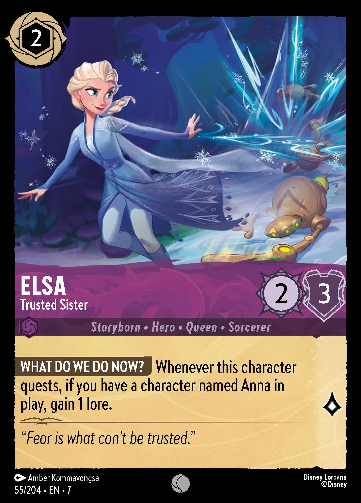 Elsa - Trusted Sister - Common Lorcana Card