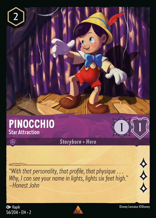 Pinocchio - Star Attraction - Rare Lorcana Card