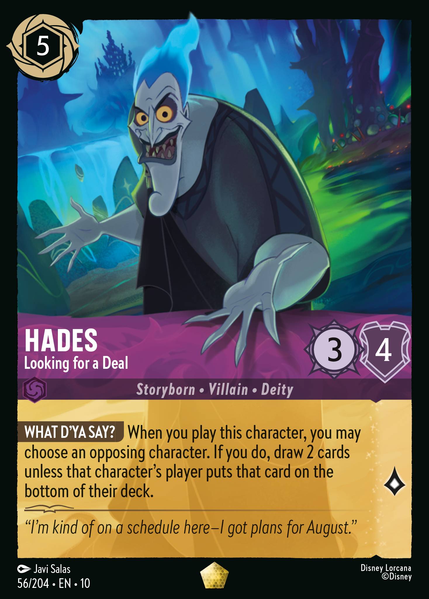 Hades - Looking for a Deal - Legendary Lorcana Card