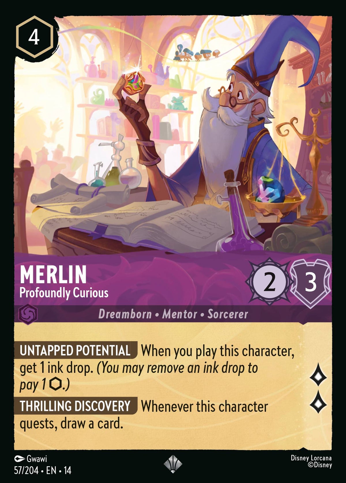 Merlin - Profoundly Curious - Super Rare Lorcana Card