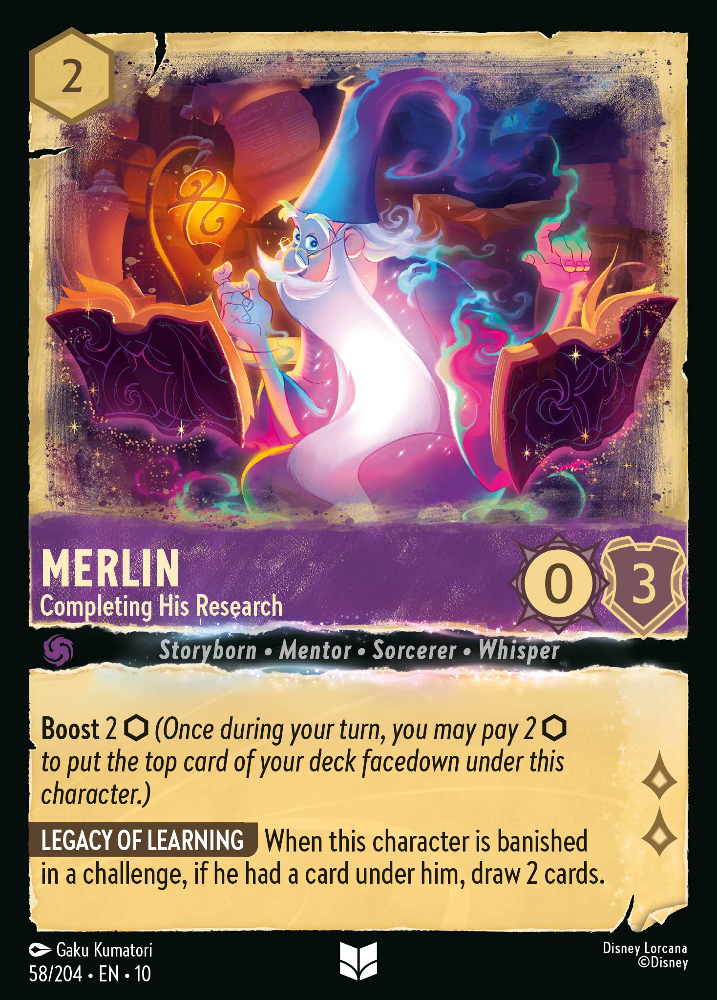 Merlin - Completing His Research - Uncommon Lorcana Card