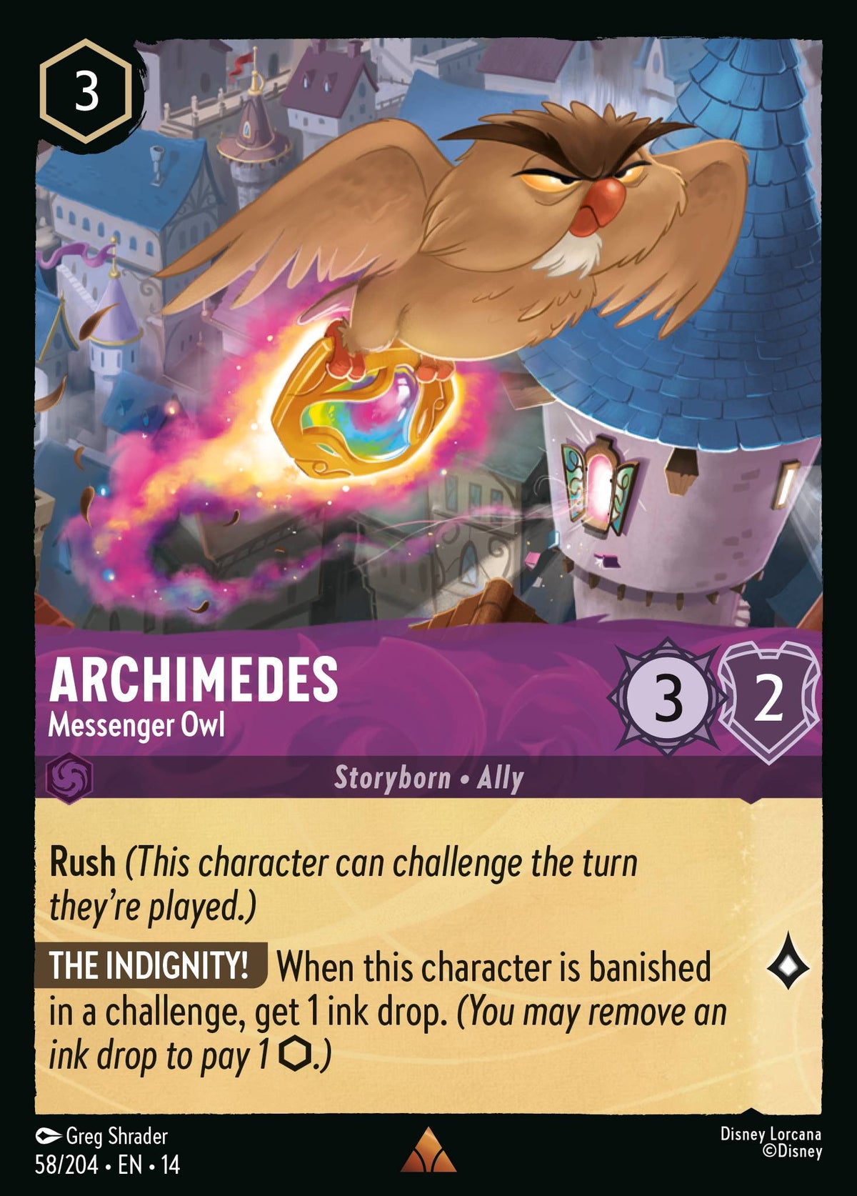 Archimedes - Messenger Owl - Rare Lorcana Card