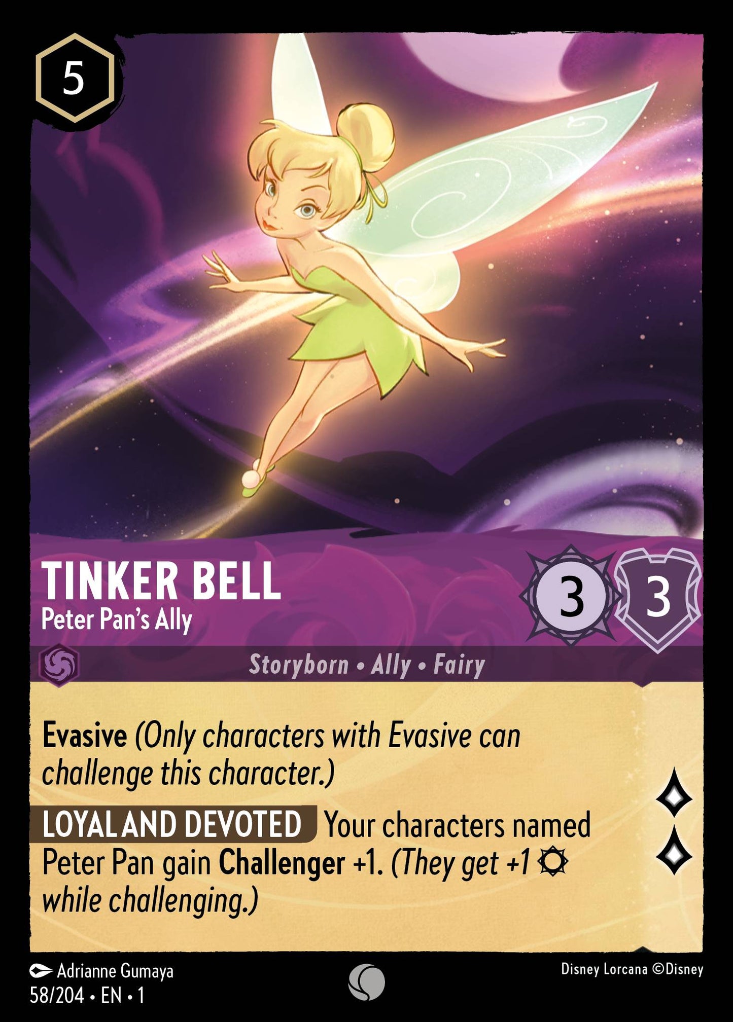 Tinker Bell - Peter Pan's Ally - Common Lorcana Card