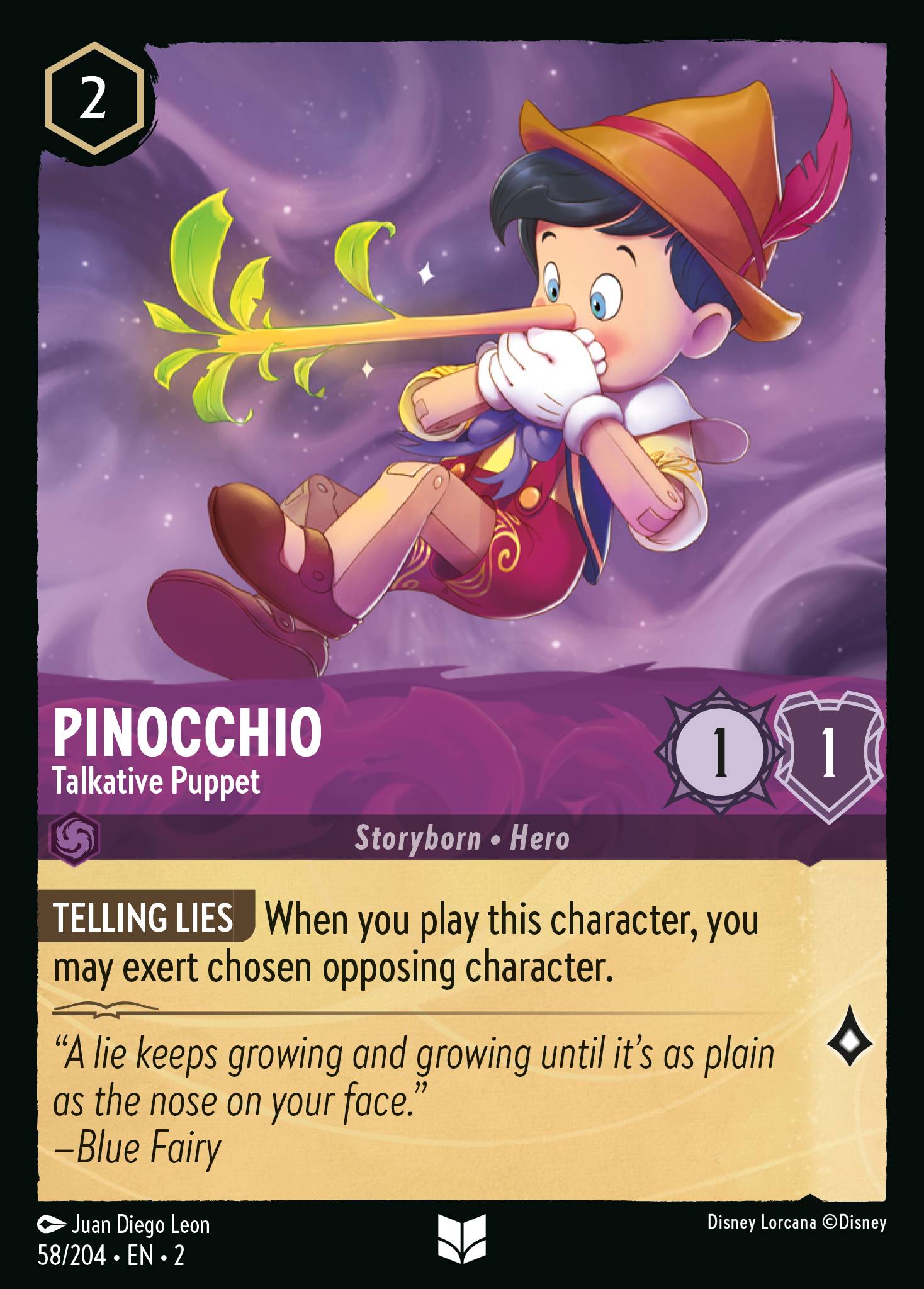 Pinocchio - Talkative Puppet - Disney Lorcana Card