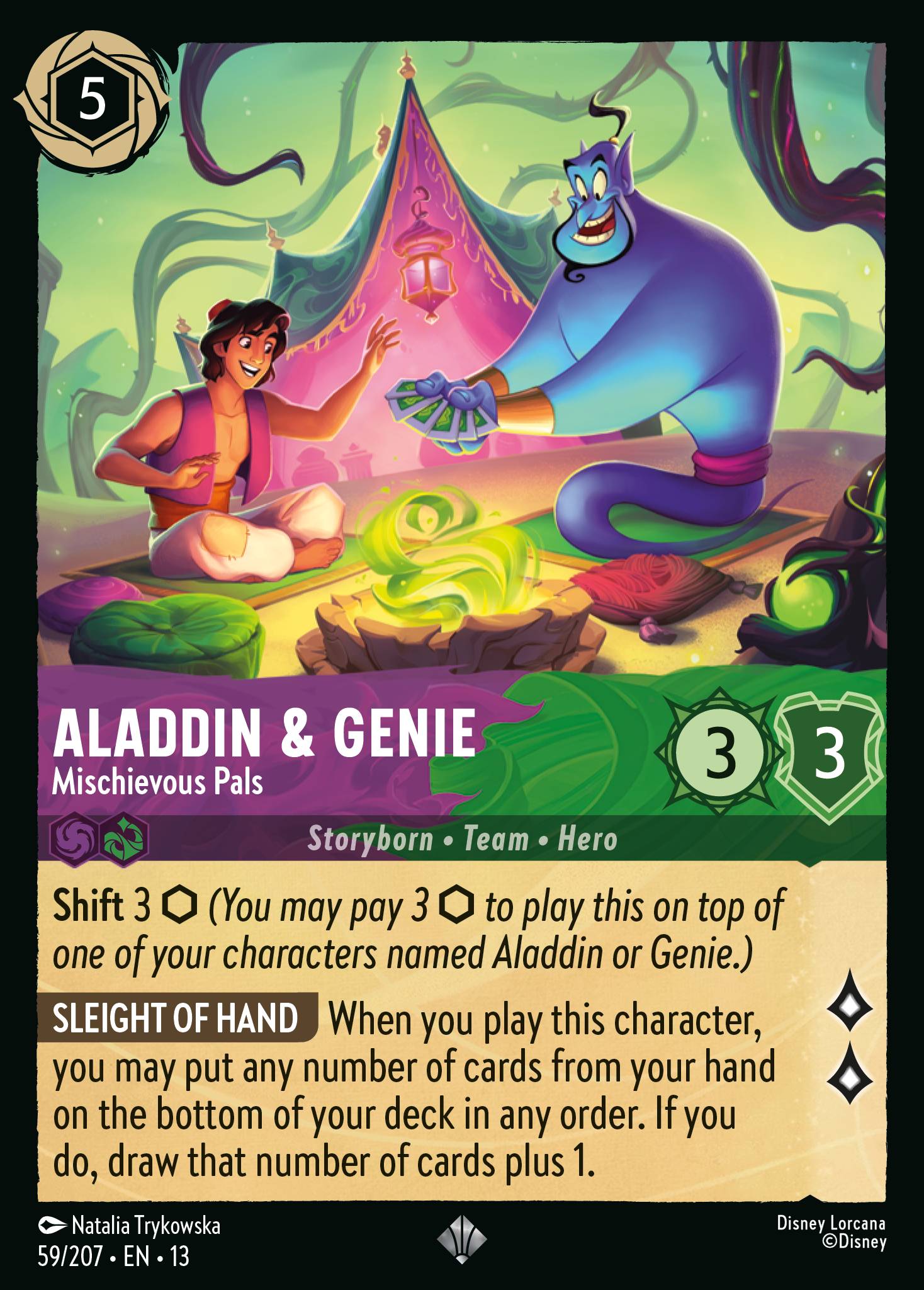 Aladdin & Genie - Mischievous Pals - Super Rare Lorcana Card