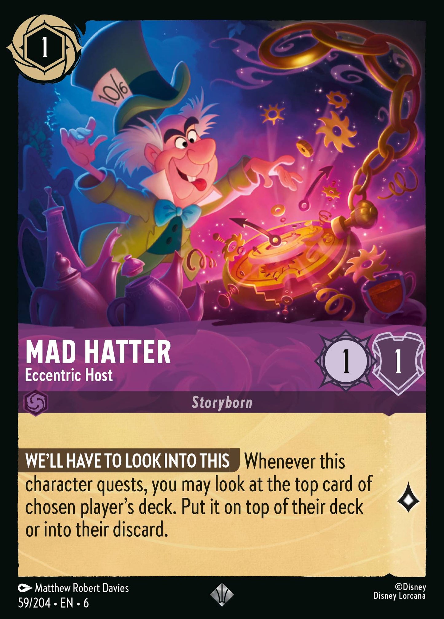 Mad Hatter - Eccentric Host - Super Rare Lorcana Card