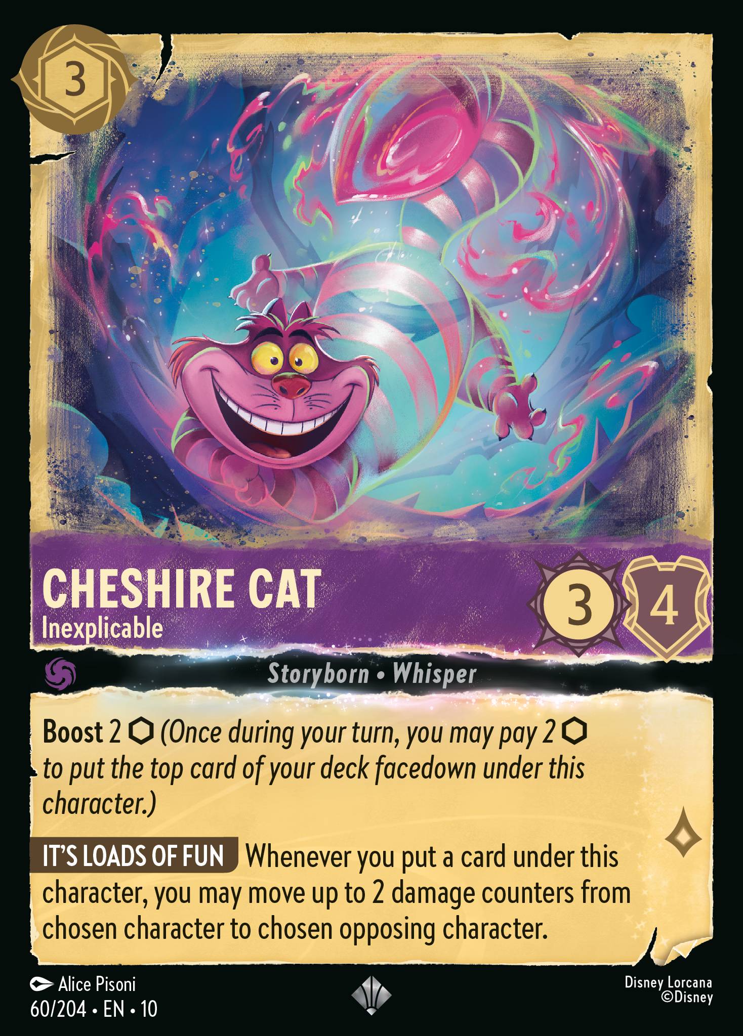 Cheshire Cat - Inexplicable - Super Rare Lorcana Card