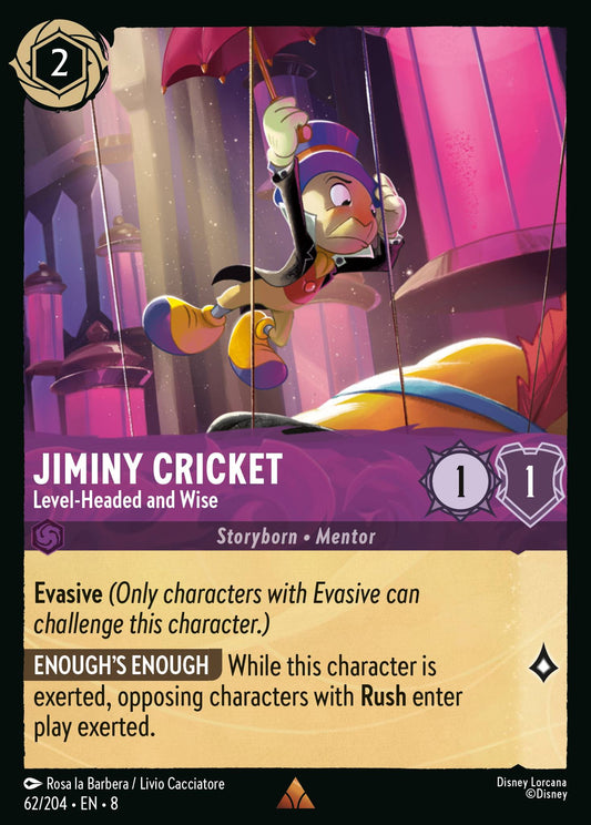Jiminy Cricket - Level-Headed and Wise - Rare Lorcana Card