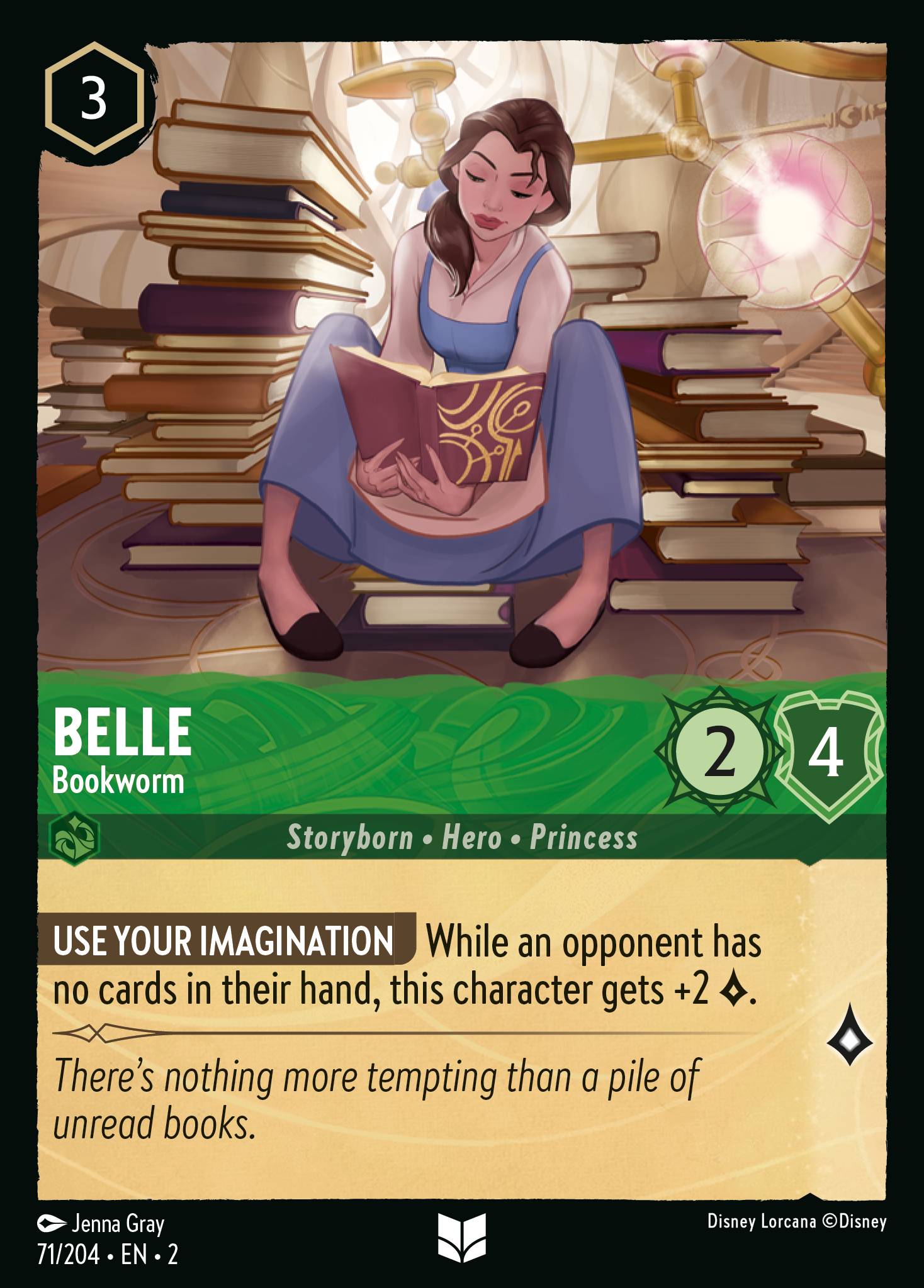 Belle - Bookworm - Uncommon Lorcana Card