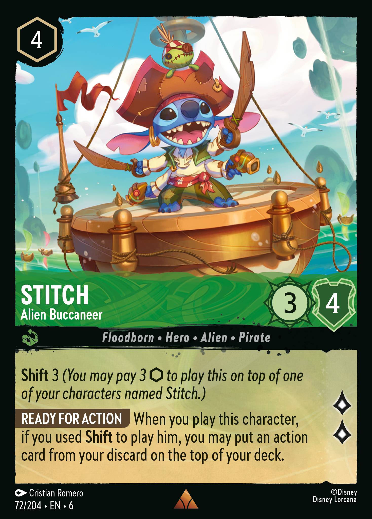 Stitch - Alien Buccaneer - Rare Lorcana Card