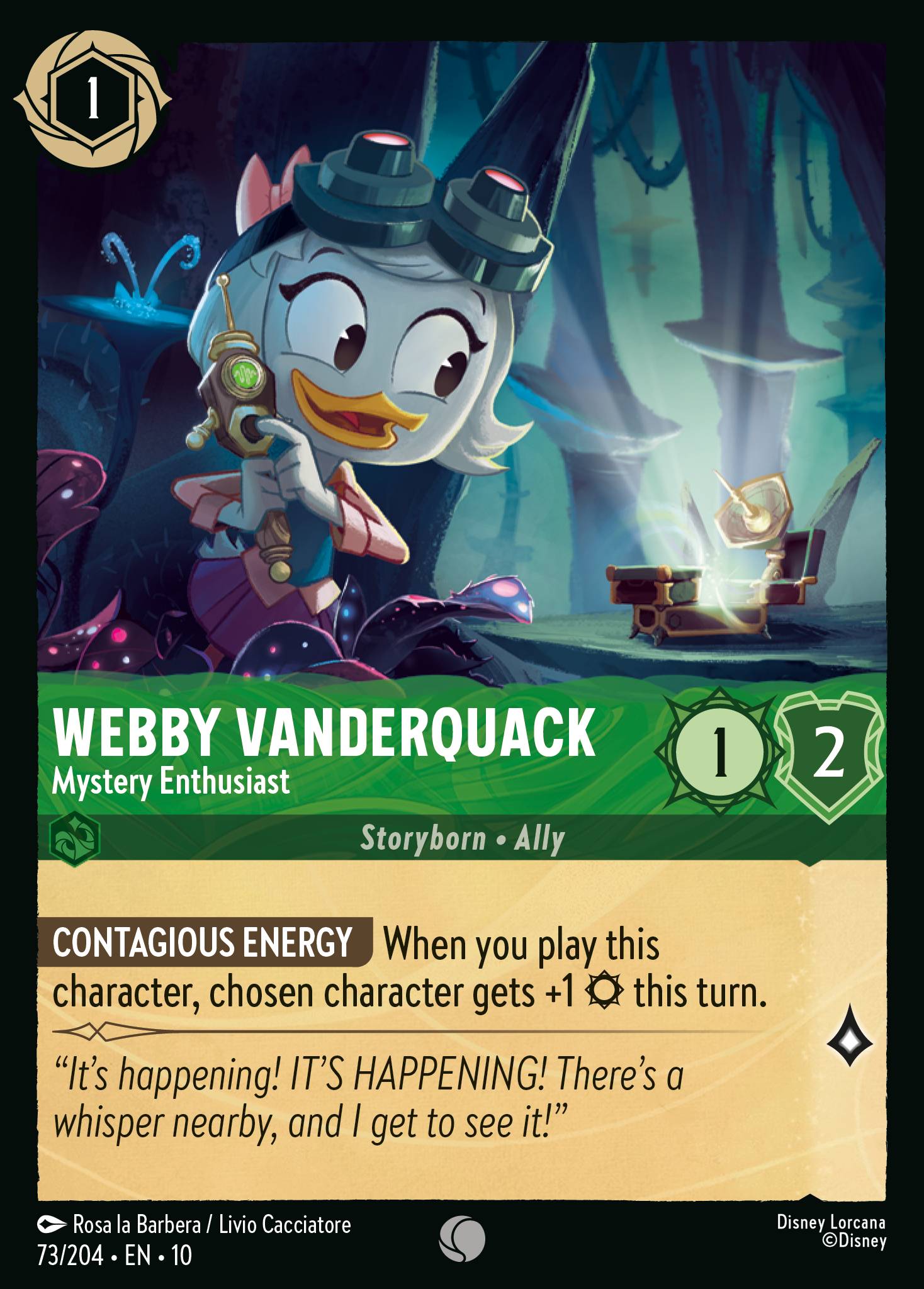 Webby Vanderquack - Mystery Enthusiast - Common Lorcana Card