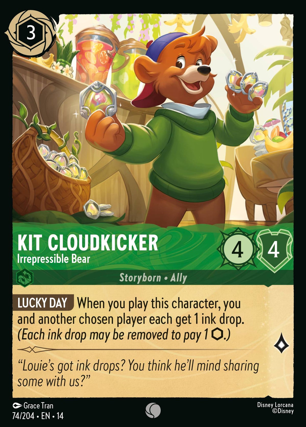 Kit Cloudkicker - Irrepressible Bear - Common Lorcana Card
