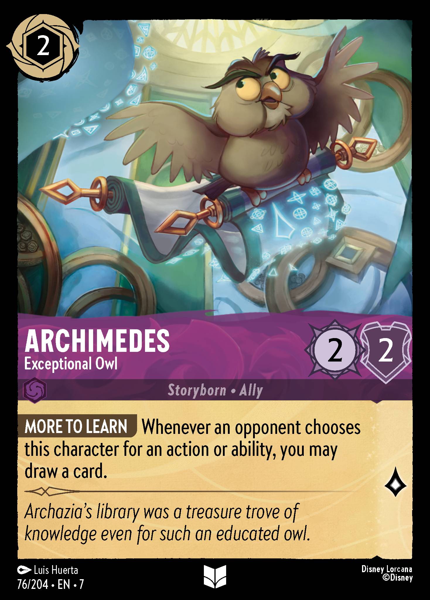 Archimedes - Exceptional Owl - Uncommon Lorcana Card
