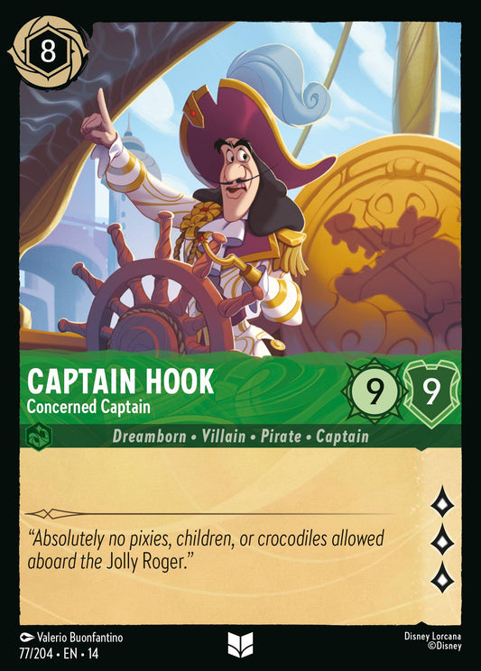 Captain Hook - Concerned Captain - Uncommon Lorcana Card