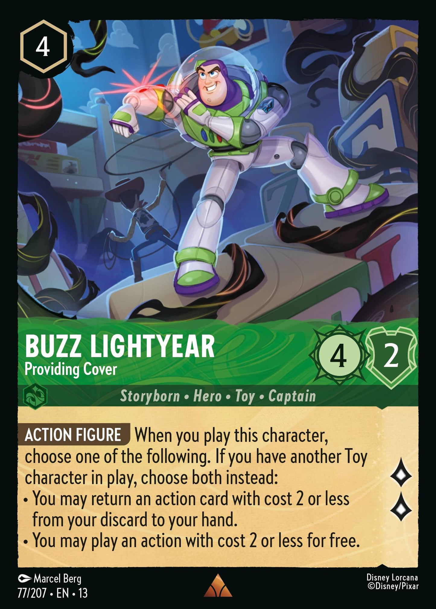 Buzz Lightyear - Providing Cover - Rare Lorcana Card