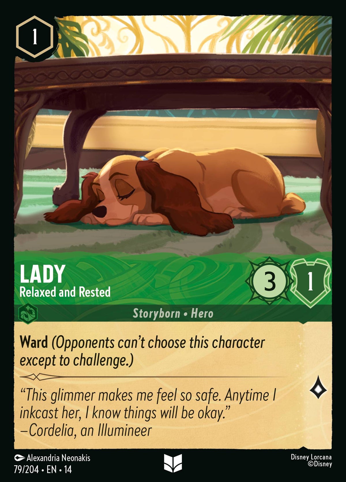 Lady - Relaxed and Rested - Uncommon Lorcana Card