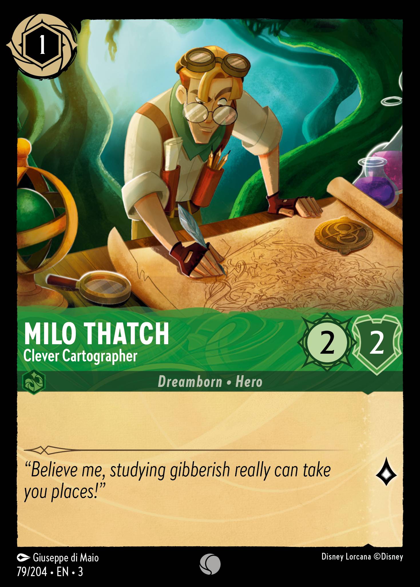 Milo Thatch - Clever Cartographer - Common Lorcana Card