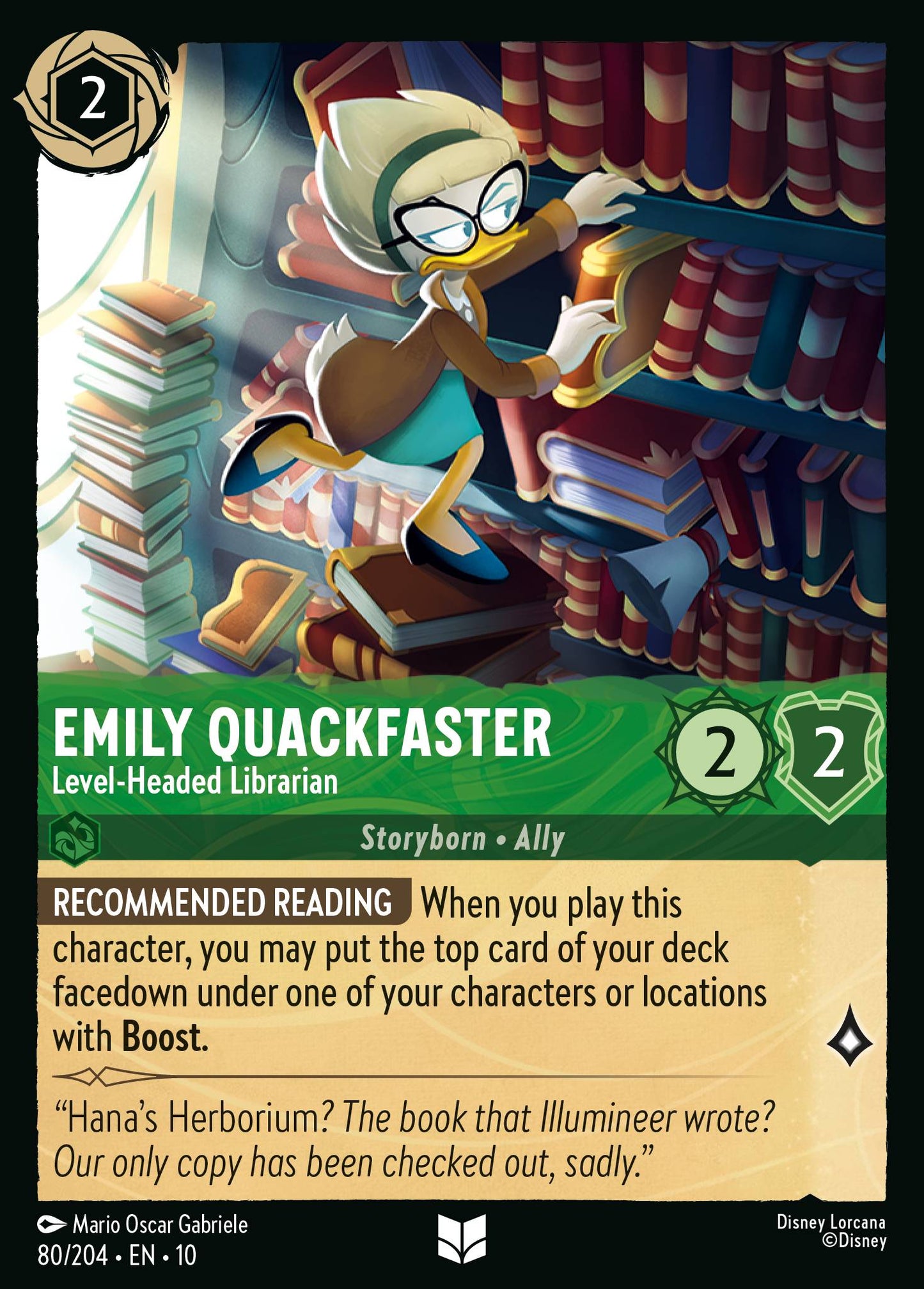 Emily Quackfaster - Level-Headed Librarian - Uncommon Lorcana Card