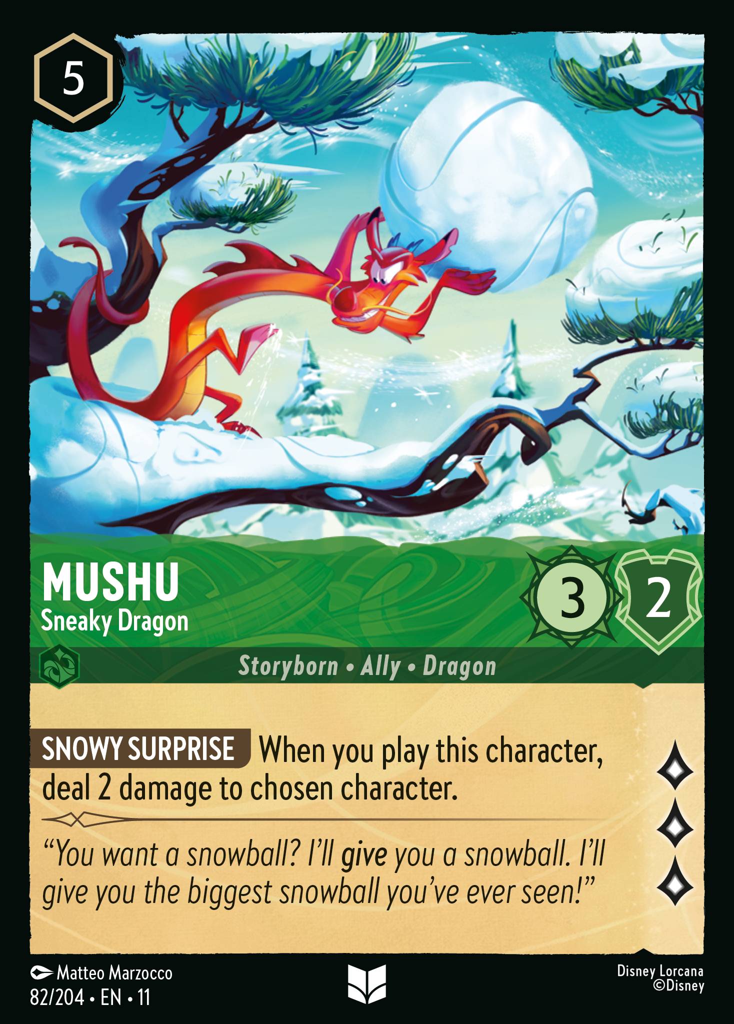 Mushu - Sneaky Dragon - Uncommon Lorcana Card