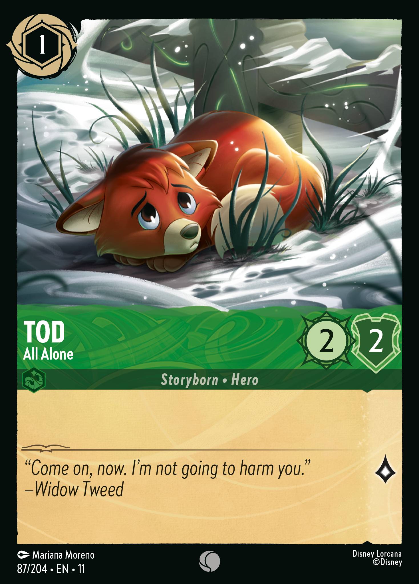Tod - All Alone - Common Lorcana Card