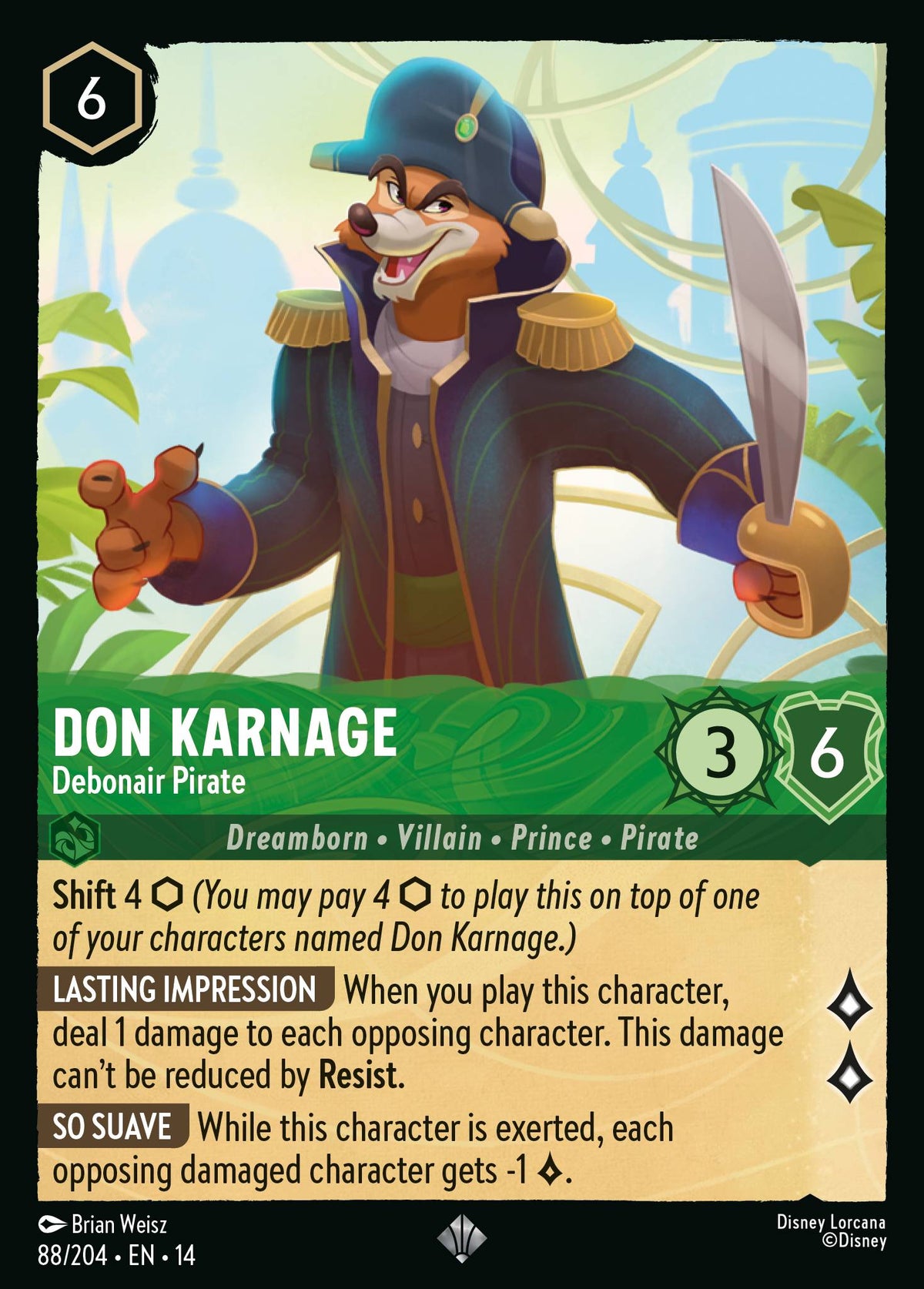 Don Karnage - Debonair Pirate - Super Rare Lorcana Card