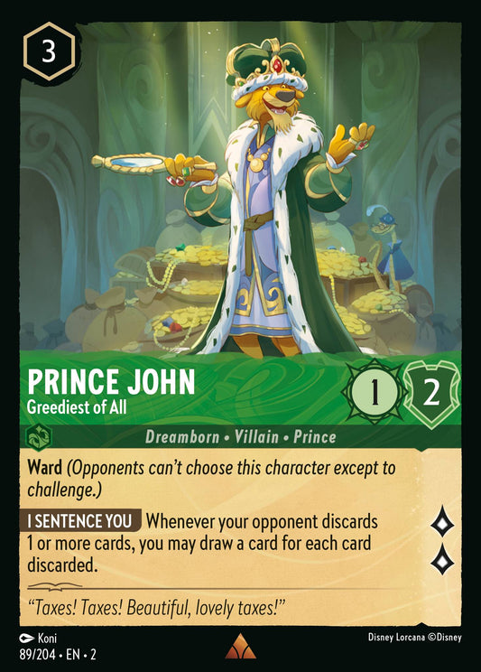 Prince John - Greediest of All - Rare Lorcana Card