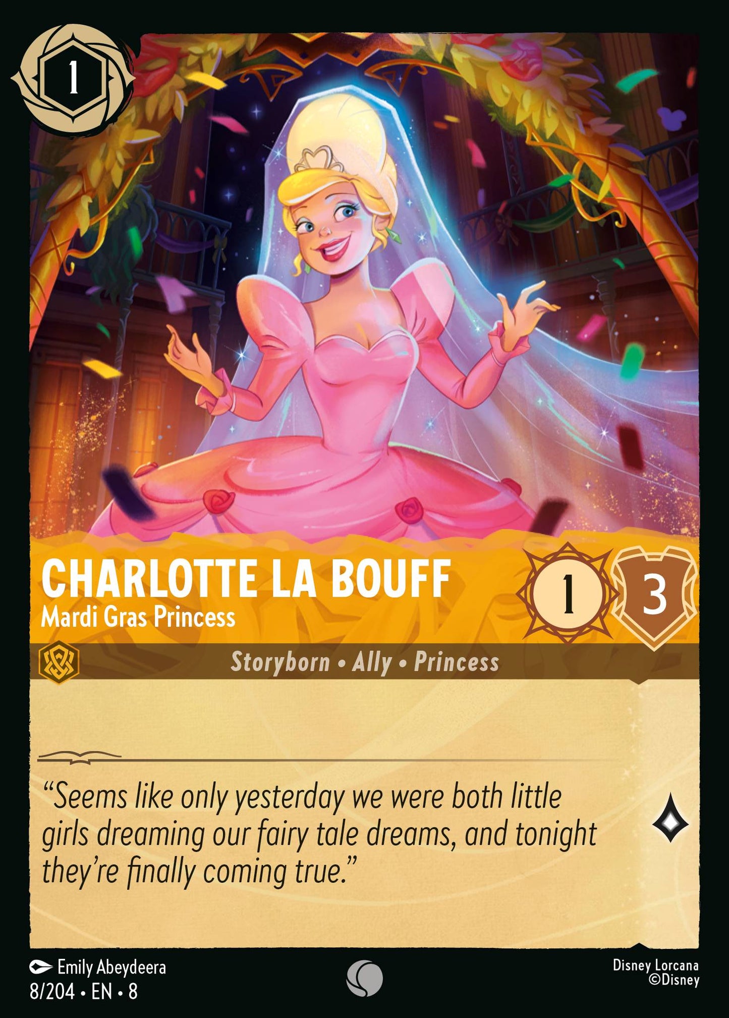 Charlotte La Bouff - Mardi Gras Princess - Common Lorcana Card