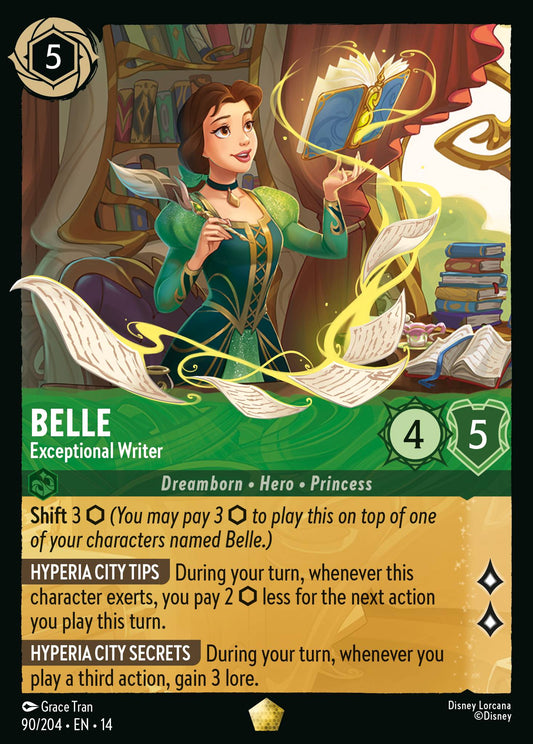 Belle - Exceptional Writer - Legendary Lorcana Card