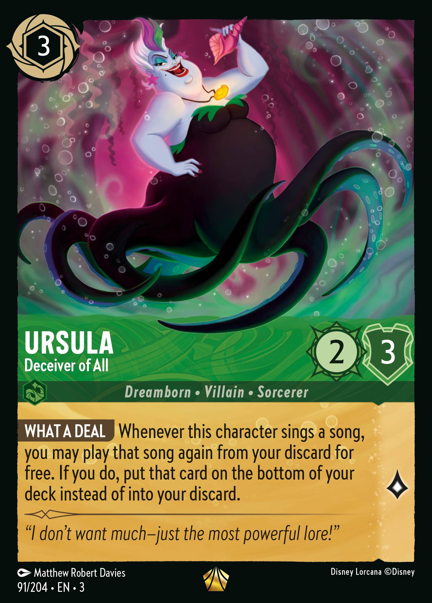 Ursula - Deceiver of All - Legendary Lorcana Card