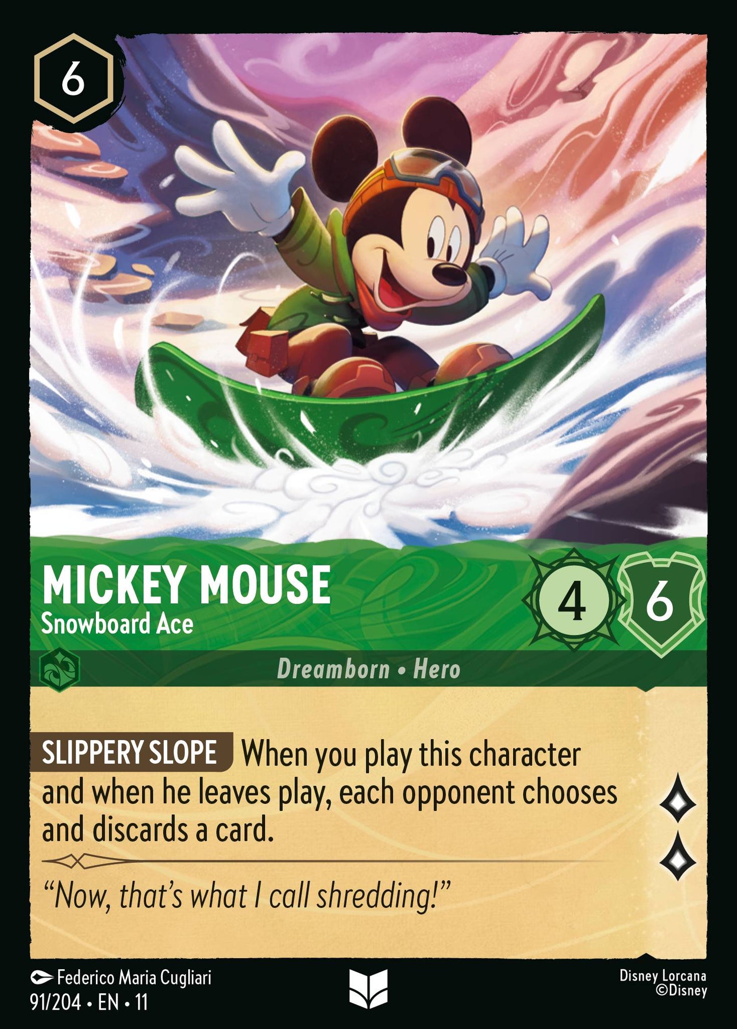 Mickey Mouse - Snowboard Ace - Uncommon Lorcana Card