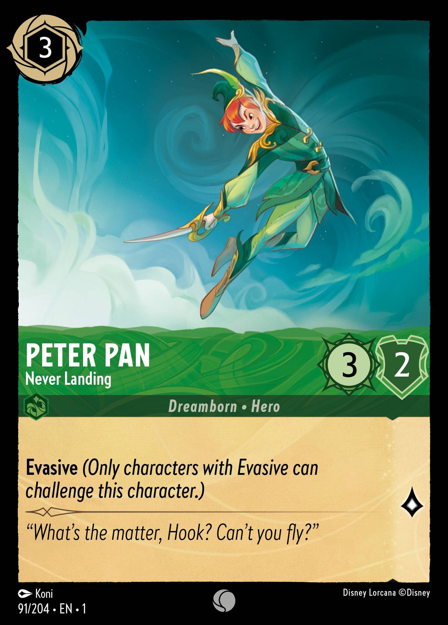 Peter Pan - Never Landing - Common Lorcana Card