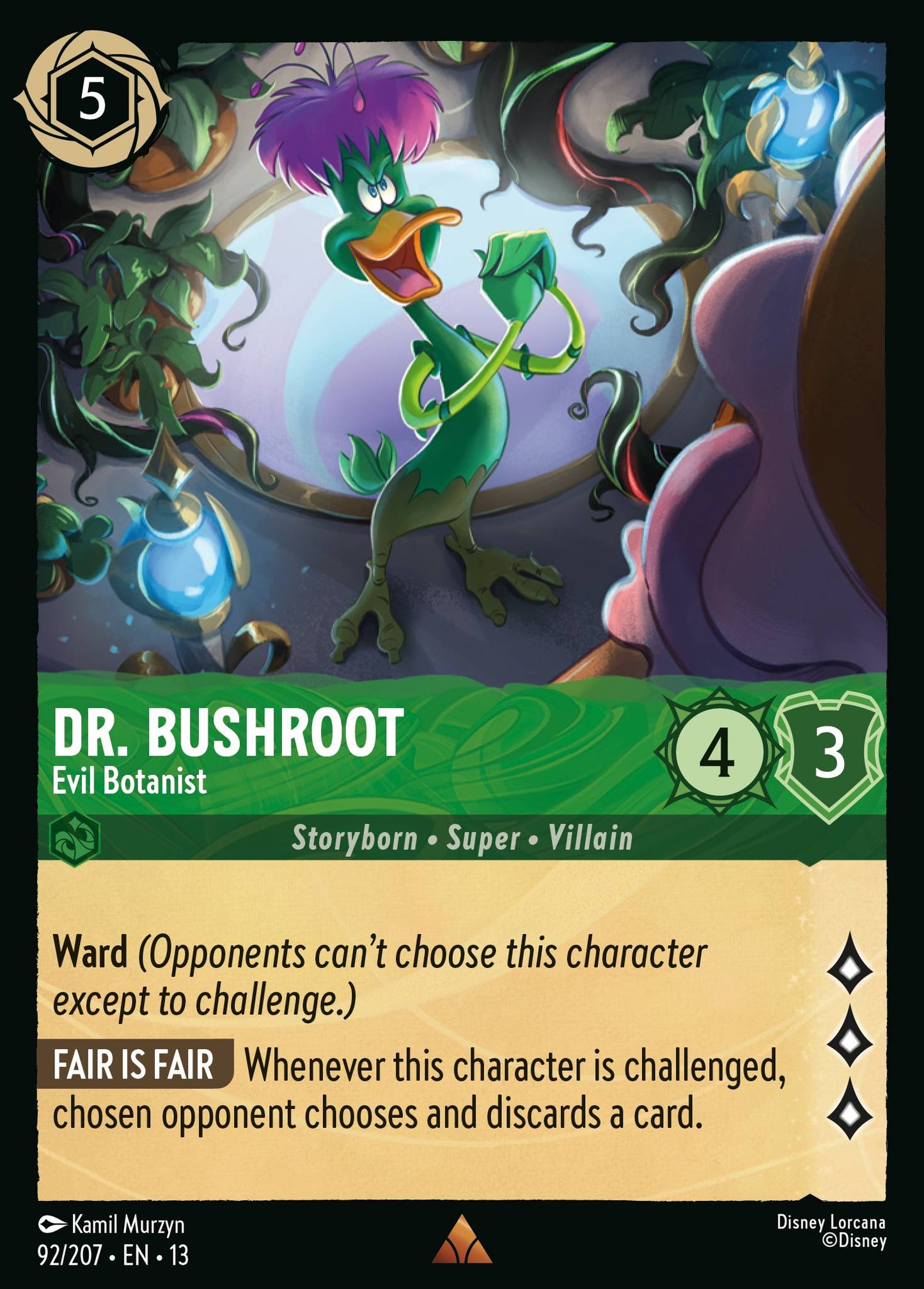 Dr. Bushroot - Evil Botanist - Rare Lorcana Card