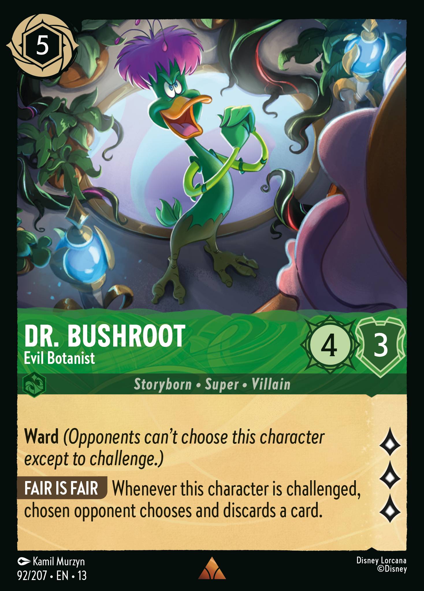 Dr. Bushroot - Evil Botanist - Rare Lorcana Card