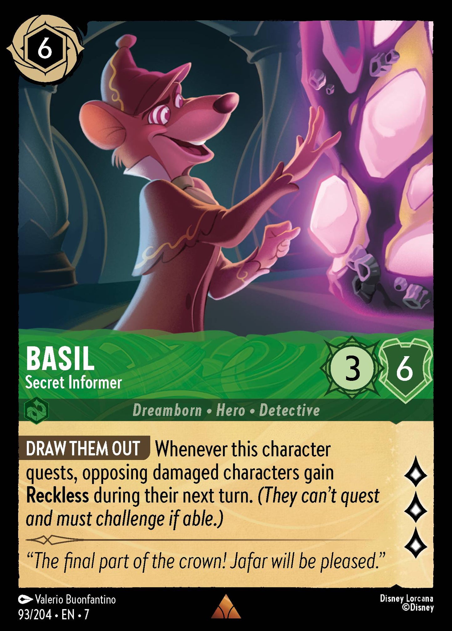 Basil - Secret Informer - Rare Lorcana Card