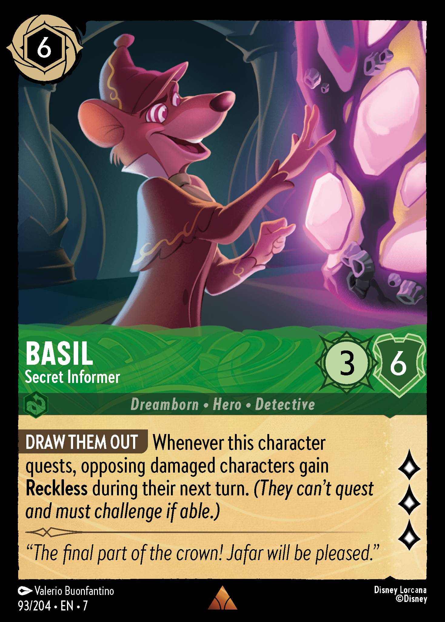 Basil - Secret Informer - Rare Lorcana Card