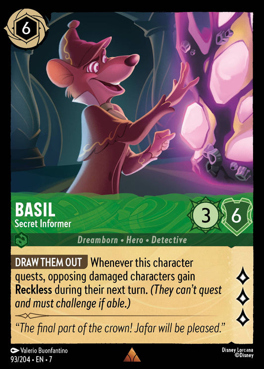 Basil - Secret Informer - Rare Lorcana Card