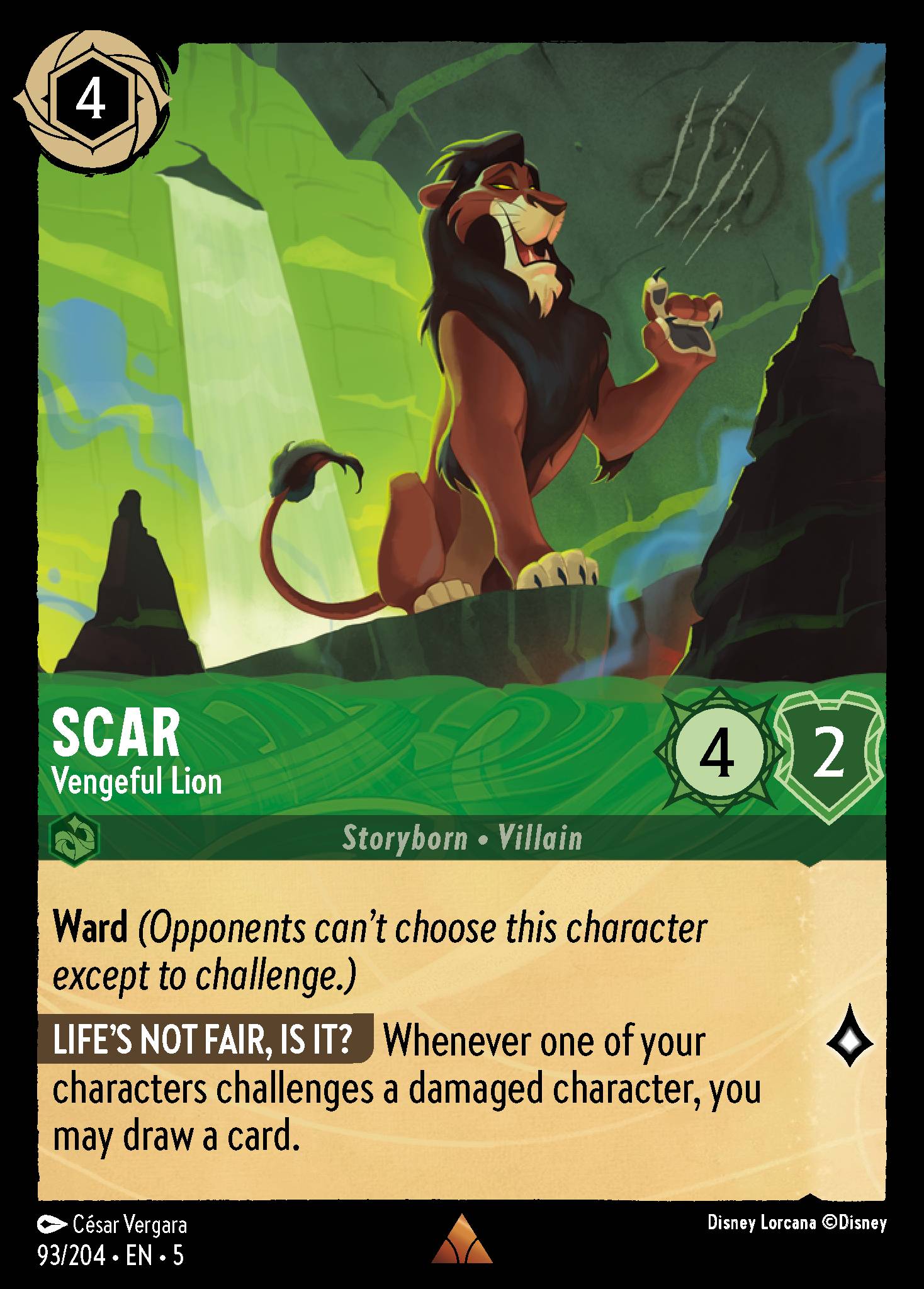 Scar - Vengeful Lion - Rare Lorcana Card