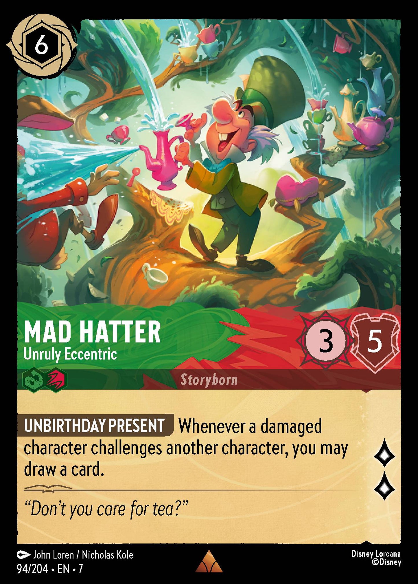 Mad Hatter - Unruly Eccentric - Rare Lorcana Card