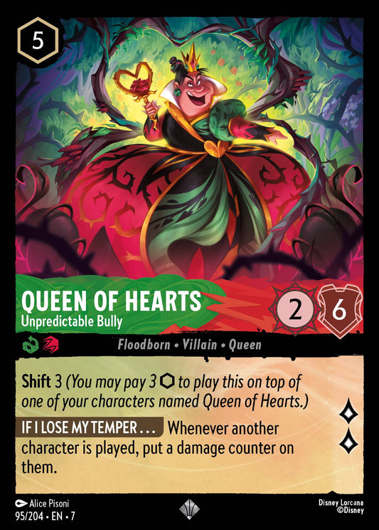 Queen of Hearts - Unpredictable Bully - Super Rare Lorcana Card