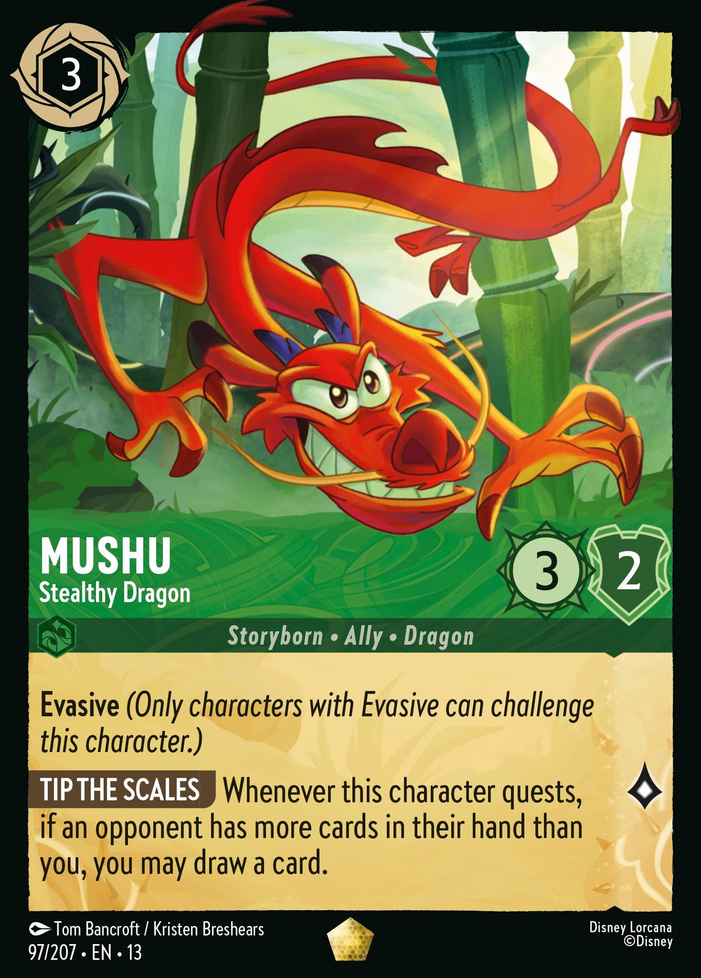 Mushu - Stealthy Dragon - Legendary Lorcana Card