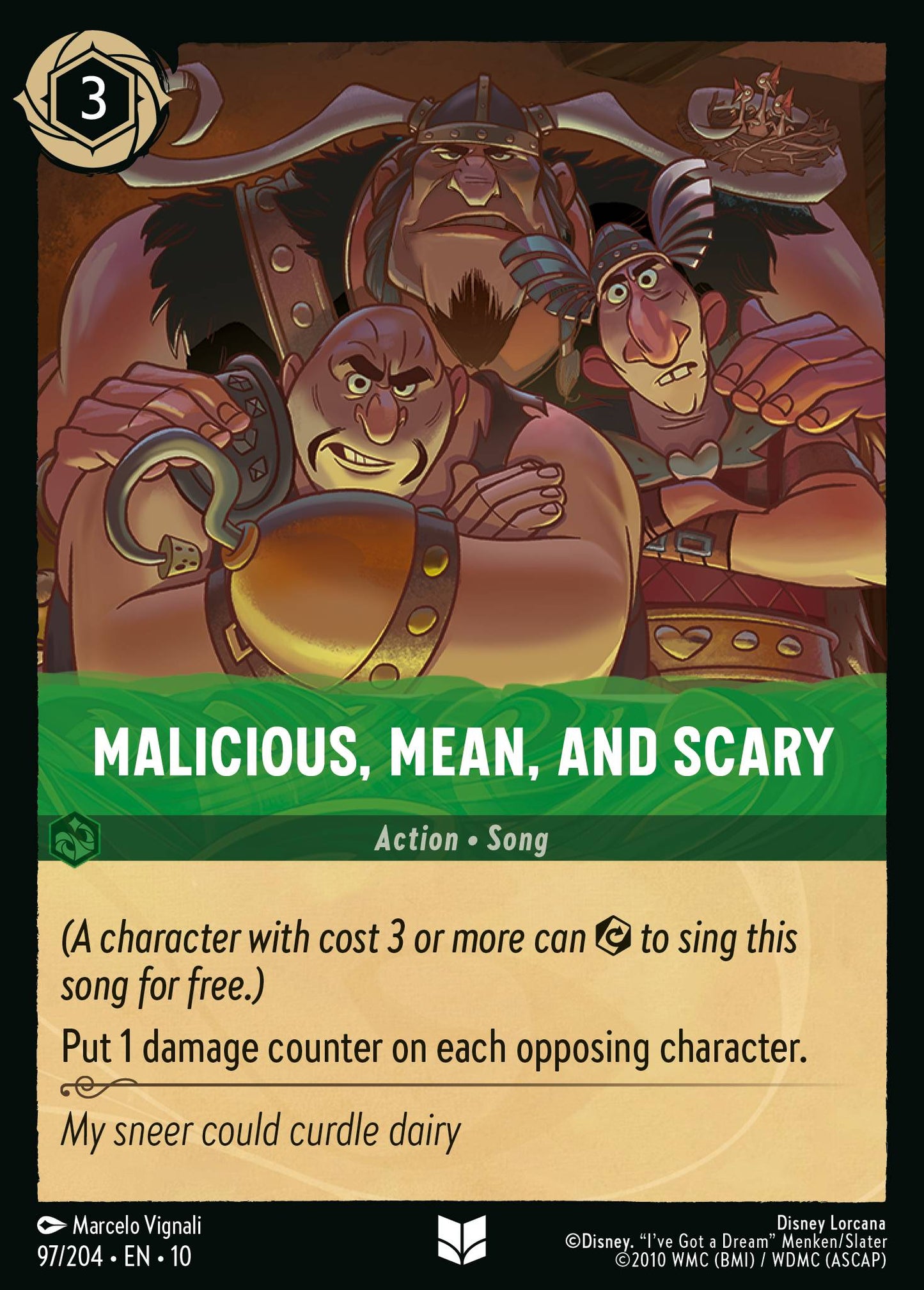Malicious, Mean, and Scary - Uncommon Lorcana Card